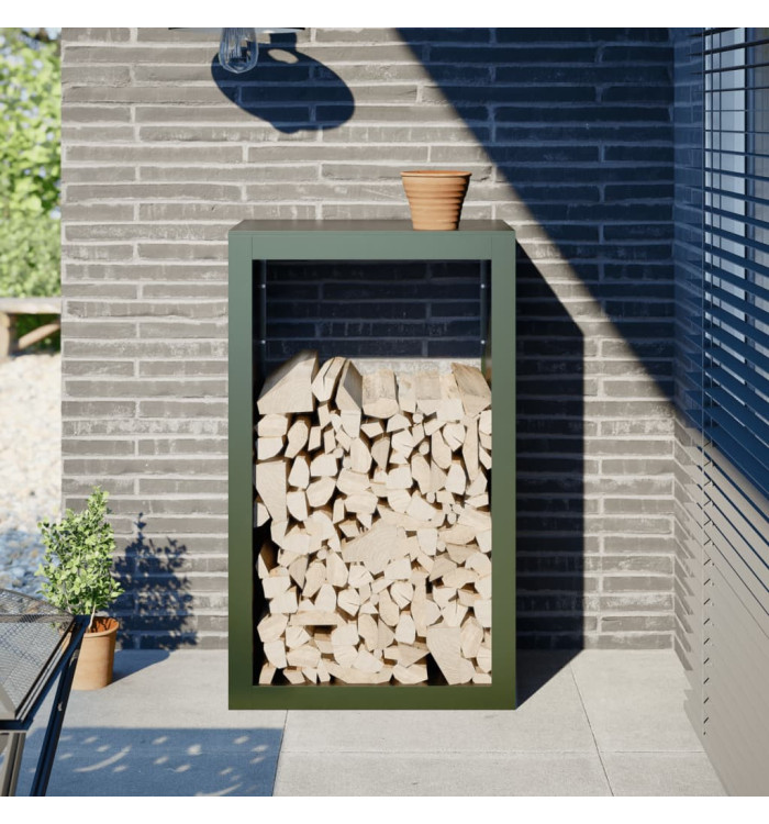 Portant de bois de chauffage vert 60x40x100 cm acier | Mobilier & Déco