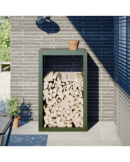 Portant de bois de chauffage vert 60x40x100 cm acier | Mobilier & Déco