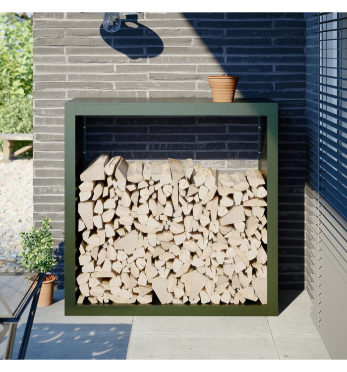 Portant de bois de chauffage vert 100x40x100 cm acier | Mobilier & Déco