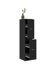 Armoire d'apothicaire noir 30x41x144,5 cm bois d'ingénierie | Mobilier & Déco