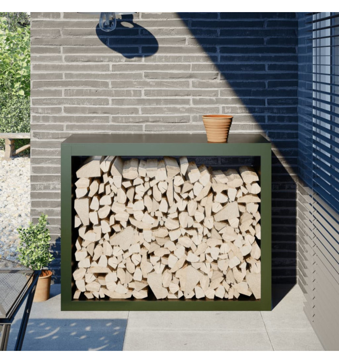 Portant de bois de chauffage vert 100x40x80 cm acier | Mobilier & Déco
