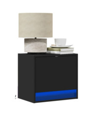 Tables de chevet murales avec lumières LED 2 pcs noir | Mobilier & Déco