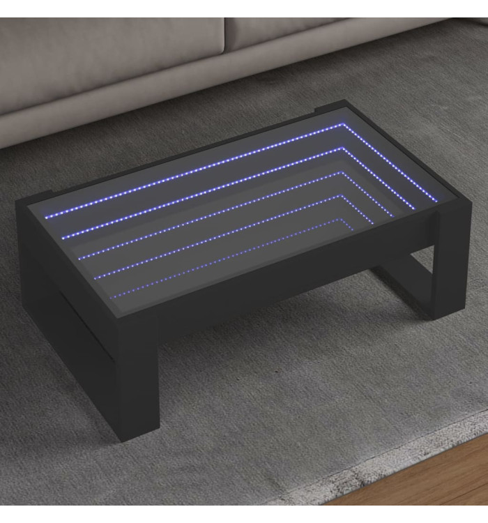 Table basse avec LED infini noir 90x53x30 cm | Mobilier & Déco