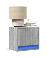 Tables de chevet murales avec lumières LED 2 pcs sonoma gris | Mobilier & Déco
