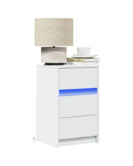 Armoire de chevet avec lumières LED blanc bois d'ingénierie | Mobilier & Déco