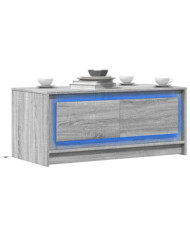 Table basse avec lumières LED sonoma gris bois d'ingénierie | Mobilier & Déco