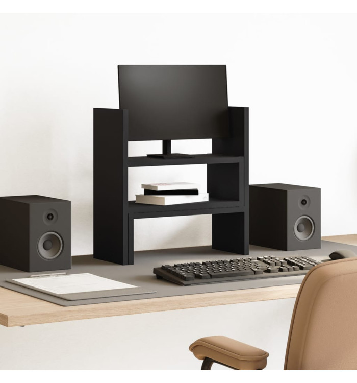 Organisateur de bureau réglable noir bois d'ingénierie | Mobilier & Déco