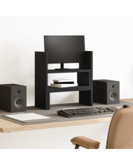 Organisateur de bureau réglable noir bois d'ingénierie | Mobilier & Déco