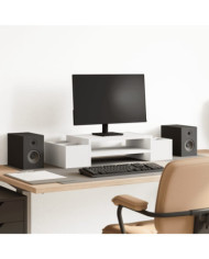 Support de moniteur avec rangement blanc bois d'ingénierie | Mobilier & Déco