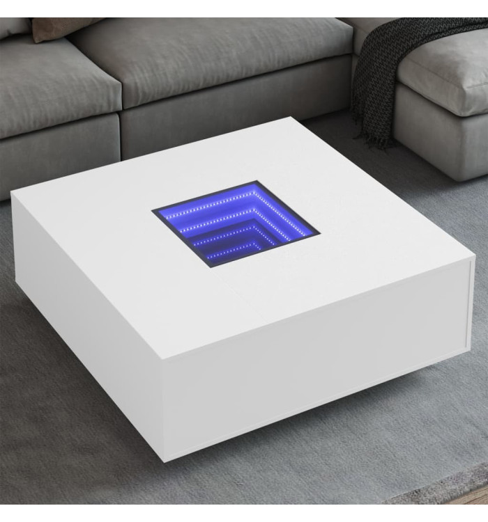 Table basse avec LED infini blanc 100x100x40 cm | Mobilier & Déco