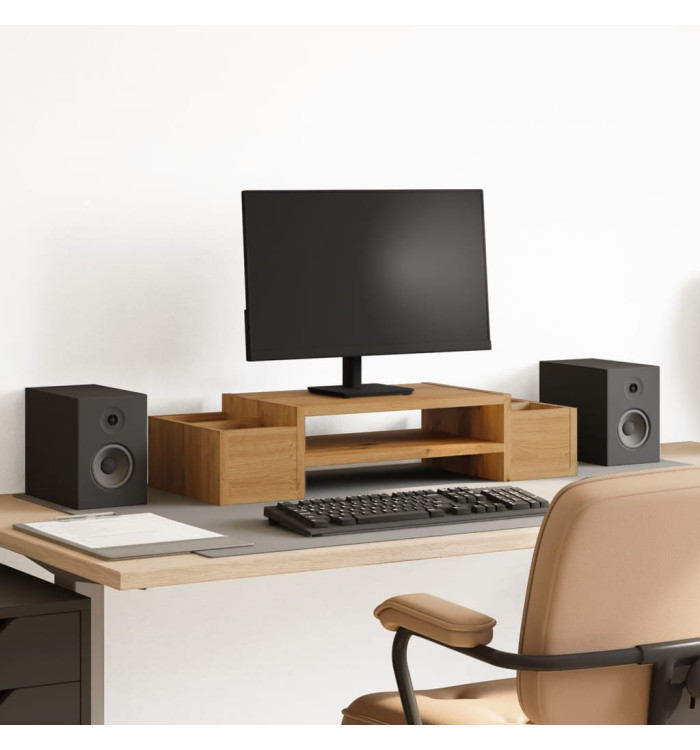 Support de moniteur avec rangement chêne artisanal 70x27x15 cm | Mobilier & Déco