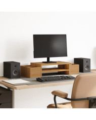Support de moniteur avec rangement chêne artisanal 70x27x15 cm | Mobilier & Déco