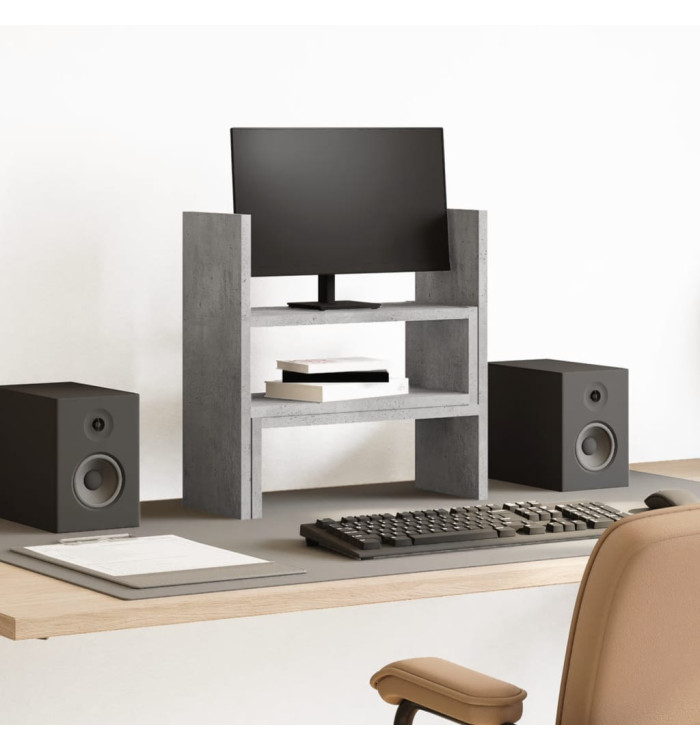Organisateur de bureau réglable gris béton bois d'ingénierie | Mobilier & Déco