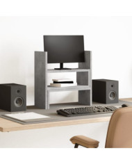 Organisateur de bureau réglable gris béton bois d'ingénierie | Mobilier & Déco