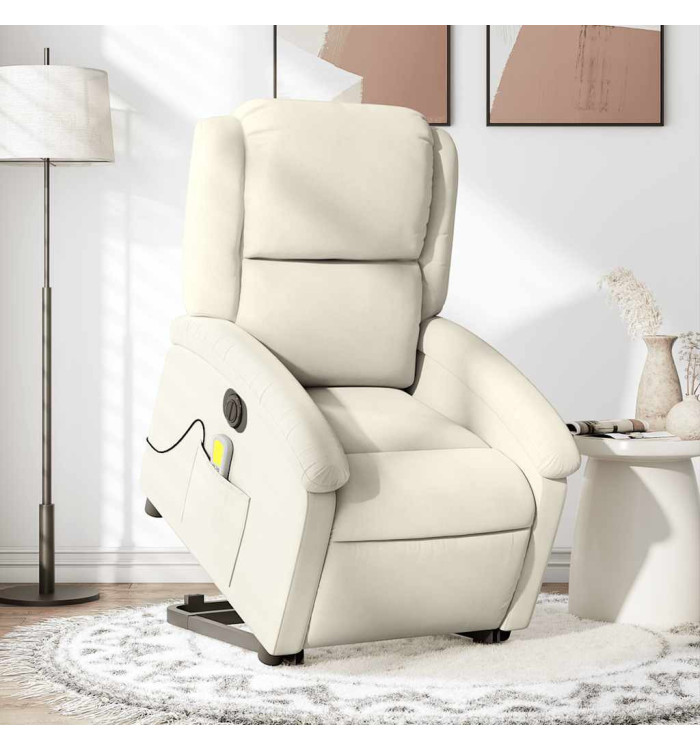 Fauteuil inclinable de massage électrique crème velours | Mobilier & Déco