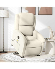 Fauteuil inclinable de massage électrique crème velours | Mobilier & Déco