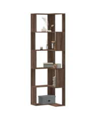 Bibliothèque d'angle à 5 niveaux chêne marron bois d'ingénierie | Mobilier & Déco