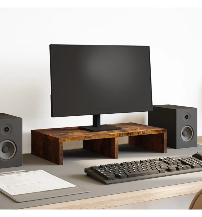 Support de moniteur chêne fumé 50x27x10 cm bois d'ingénierie | Mobilier & Déco