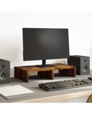 Support de moniteur chêne fumé 50x27x10 cm bois d'ingénierie | Mobilier & Déco