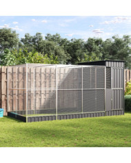 Volière avec extension argenté 416x203x216 cm acier | Mobilier & Déco