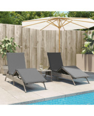 Chaises longues avec coussins lot de 2 gris résine tressée | Mobilier & Déco