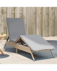 Chaise longue avec coussin beige résine tressée | Mobilier & Déco