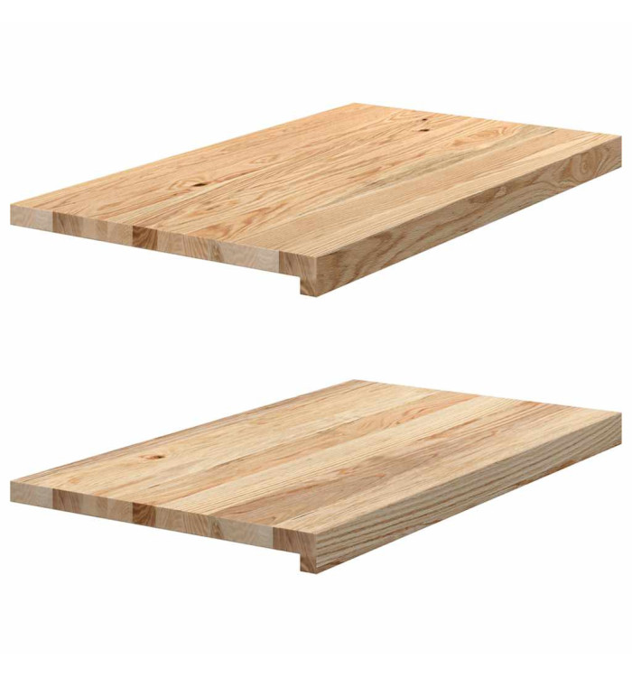 Appuis de fenêtre 2 pcs non traité 70x40x2 cm bois chêne massif | Mobilier & Déco