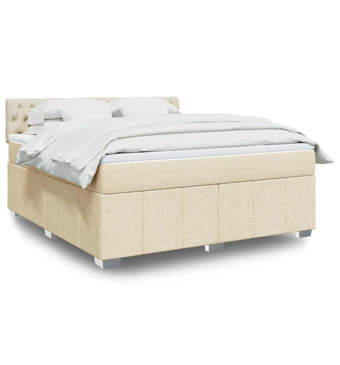 Sommier à lattes de lit avec matelas Crème 180x200 cm Tissu | Mobilier & Déco