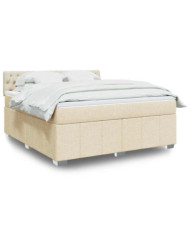 Sommier à lattes de lit avec matelas Crème 180x200 cm Tissu | Mobilier & Déco
