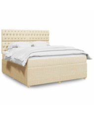 Sommier à lattes de lit avec matelas Crème 180x200 cm Tissu | Mobilier & Déco