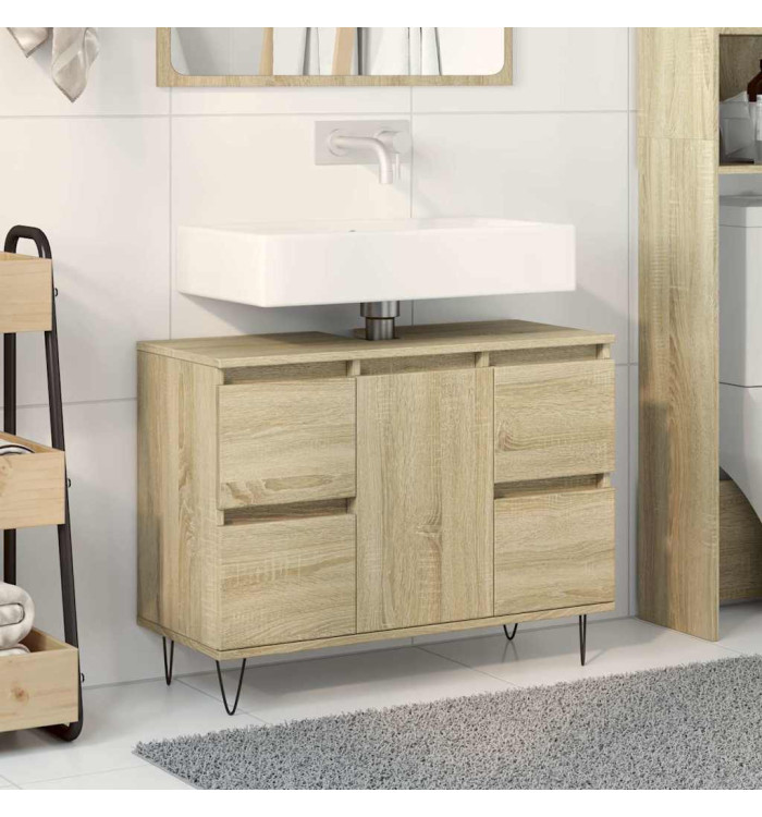 Armoire salle de bain chêne sonoma 80x33x60cm bois d'ingénierie | Mobilier & Déco