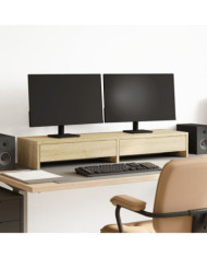 Support de moniteur avec tiroirs chêne sonoma bois d'ingénierie | Mobilier & Déco