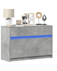 Meuble TV avec LED gris béton 91x34x61 cm bois d'ingénierie | Mobilier & Déco
