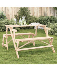 Table de pique-nique avec bancs sapin massif 2 en 1 convertible | Mobilier & Déco