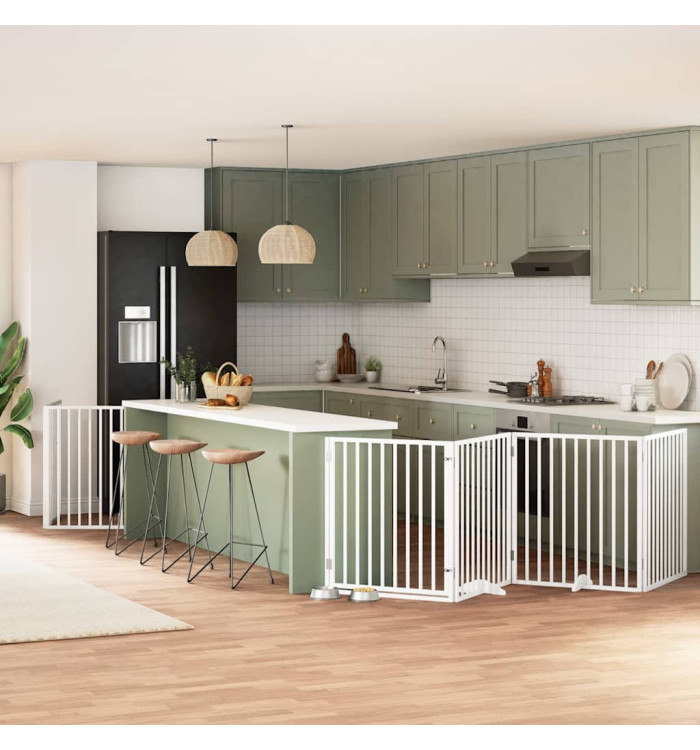 Barrière pour chien porte pliable 10 panneaux bois de peuplier | Mobilier & Déco