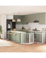 Barrière pour chien porte pliable 10 panneaux bois de peuplier | Mobilier & Déco
