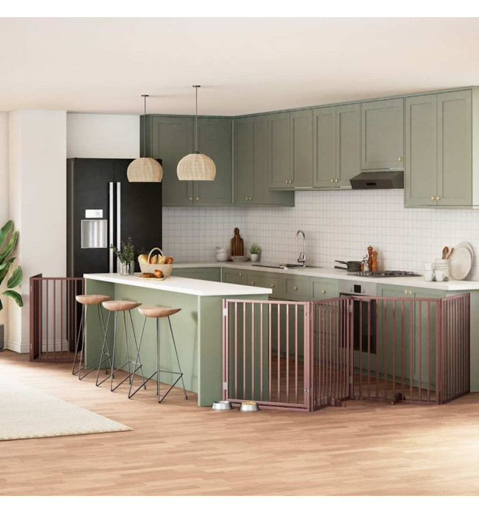 Barrière pour chien porte pliable 12 panneaux bois de peuplier | Mobilier & Déco
