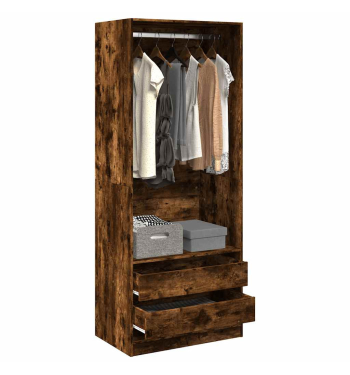 Garde-robe chêne fumé 80x50x200 cm bois d'ingénierie | Mobilier & Déco