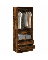 Garde-robe chêne fumé 80x50x200 cm bois d'ingénierie | Mobilier & Déco