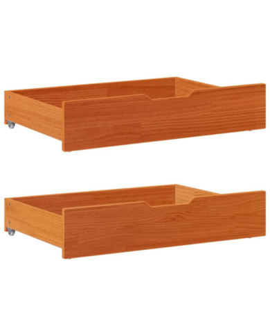 Tiroirs sous le lit 2 pcs brun cire 80x55x17 cm pin massif | Mobilier & Déco
