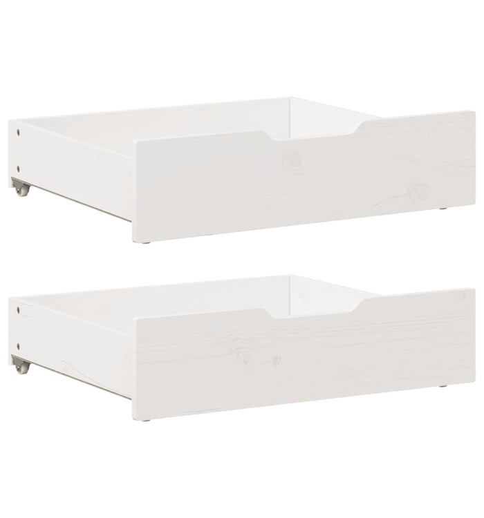 Tiroirs sous le lit 2 pcs blanc 75x55x17 cm bois de pin massif | Mobilier & Déco