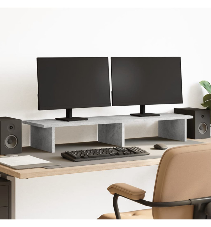 Support de moniteur gris béton 100x27x15 cm bois d'ingénierie | Mobilier & Déco