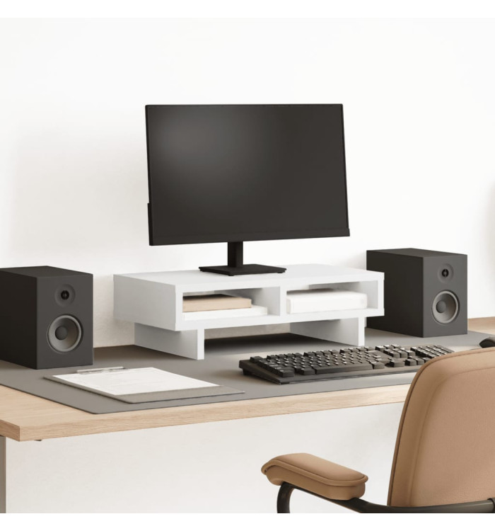 Support de moniteur blanc 50x27x15 cm bois d'ingénierie | Mobilier & Déco