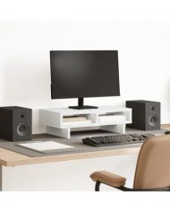 Support de moniteur blanc 50x27x15 cm bois d'ingénierie | Mobilier & Déco