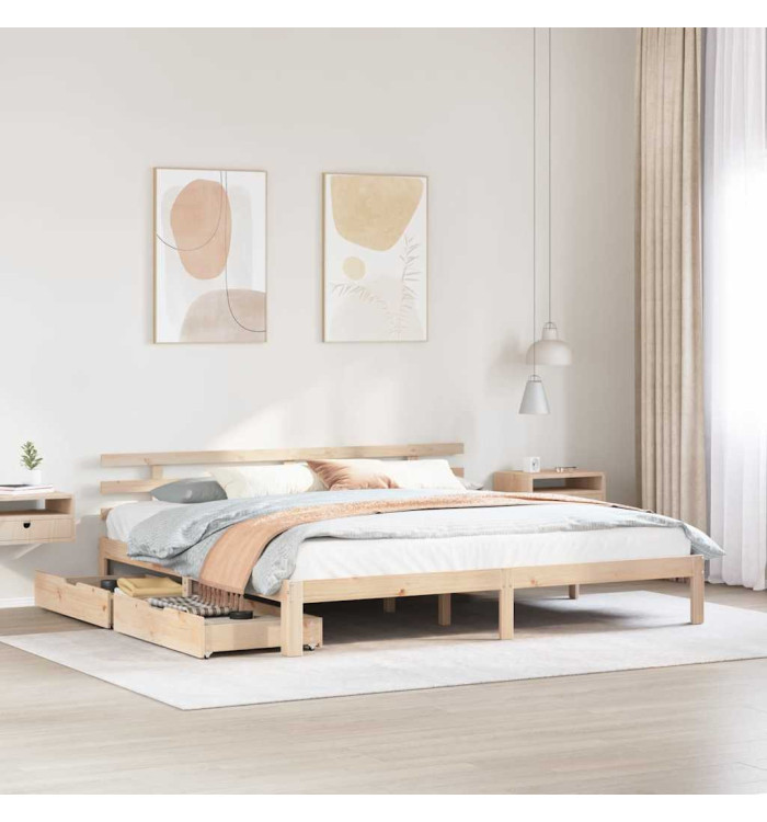 Cadre de lit avec tiroirs sans matelas 180x200 cm | Mobilier & Déco