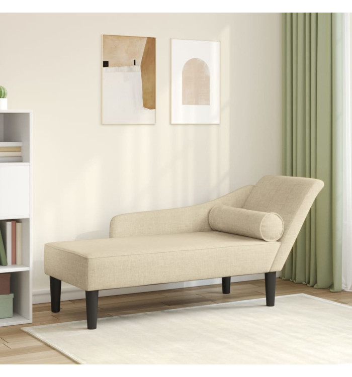 Chaise longue avec coussins crème tissu | Mobilier & Déco