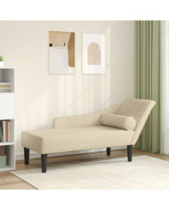 Chaise longue avec coussins crème tissu | Mobilier & Déco