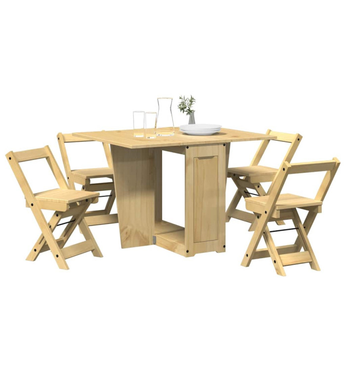 Ensemble à manger papillon 5 pcs Corona pliable cire marron pin | Mobilier & Déco