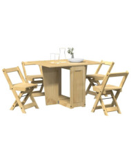 Ensemble à manger papillon 5 pcs Corona pliable cire marron pin | Mobilier & Déco