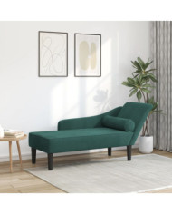 Chaise longue avec coussins vert foncé velours | Mobilier & Déco